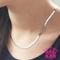 Jual Kalung Pria Wanita Titanium Simple Gepeng Silver Stainless Steel 316L Murah