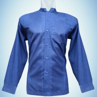 Jual Baju Koko Pria, Lengan Panjang Shirting Biru Dongker Manset Murah