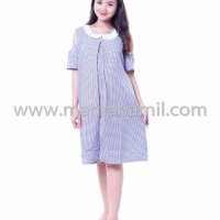 Baju Hamil Modis Dress Menyusui Katun Krah Brokat Mutiara (DRO 815)