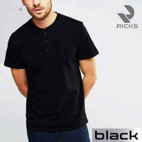Jual Baju Kaos Pria Henley Lengan Pendek by RICKS (BEST SELLER) Murah