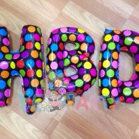 Jual Balon Foil Huruf HBD Polkadot Hitam size 40cm Murah