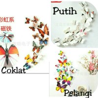 Jual WALLPAPER STIKER HIASAN DINDING KUPU KUPU 3D 1 SET 12 PCS Murah