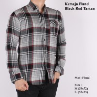 Jual Kemeja Flanel Pria Lengan Panjang Black Red Tartan Murah