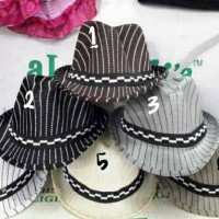 Jual Topi Fedora Topi Jazz anak motif salur Murah