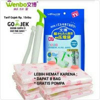 Jual VACUUM BAG PLASTIK PRESS VAKUM ISI 8 FREE GRATIS POMPA Murah
