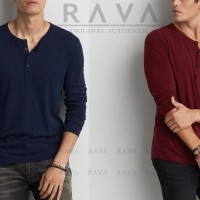 Jual Baju Kaos Pria Henley Lengan Panjang By Rava Premium Original (Best Murah