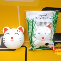 Jual The cat head squishy vlampo kucing i love panda replika with packaging Murah
