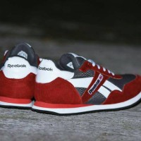Sepatu Sport Reebok Classic Grade Ori / Merah Abu / kets casual pria