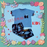 baju tidur anak/piyama kids/kaos lgn pdk/cln pjg batik grey