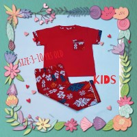 baju tidur anak/piyama kids/kaos lgn pdk/cln pjg batik merah