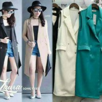 Jual LAURA LONG VEST BLAZER COAT ROMPI PANJANG HIJAB MUSLIM JUMBO BIG SIZE Murah