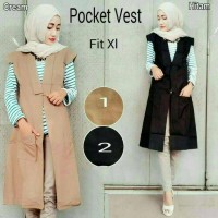 Jual POCKET VEST LONG COAT BLAZER ROMPI PANJANG OUTERWEAR HIJAB MUSLIM Murah