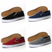 Sepatu Vans Slip On Suede Hitam Abu Merah Biru Bagus Promo Murah