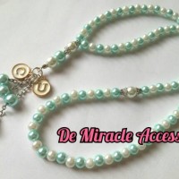 Jual Tasbih 99 butir white & light blue dengan 2 inisial Murah