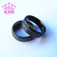 Jual Cincin Couple / Cincin Titanium / Cincin Black Hitam Pasir Garis Murah