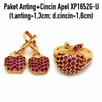 Jual Perhiasan Imitasi Murah Paket Anting + Cincin Apel Lapis Emas XP1652G Murah