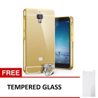 Case For xiaomi Mi4i/Mi4c Bumper Chrome With Mirror - Gold + Tempered