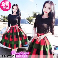 JES-ST0302 blouse skirt import korea-setelan baju kaos rok tutu wanita