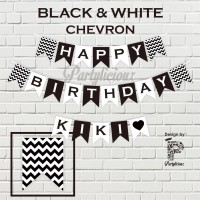 Jual Bunting Flag / Banner Flag Custom Black & White 002 Murah