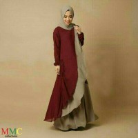 LUANA MERAH SET HIJAB GAMIS SYARI BERGO FREE PASHMINA