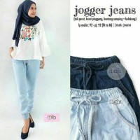Jual jogger jeans pants light blue - celana murah - jogger - bawahan wanita Murah