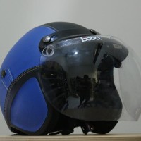 Helm Leather Bogo Biru Hitam