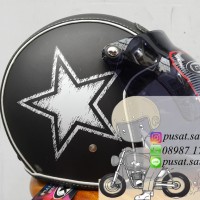 Helm Bogo Gix Nasa Star White / Black Doff / Retro