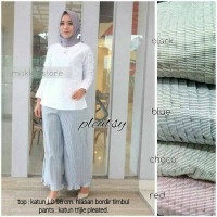 Atasan Wanita Blouse putih Baju Celana Kulot Polos pleatsy set hitam L