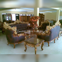 Kursi & Meja Tamu Sofa Barcelona Ukir Kayu Jati Furniture Asli Jepara