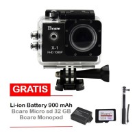 Bcare X-1 BCam 12 MP 1080 P- Hitam+microSD 32GB C10 +tongsis+Battery