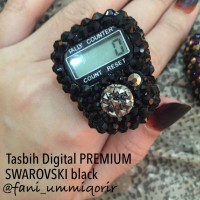 Jual Cincin Tasbih Digital SWAROVSKI black Murah