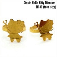 Perhiasan Imitasi Murah Cincin Hello Kitty Titanium Anti Karat TI131