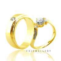 FX Wedding Ring Silver / Cincin Nikah Lapis Emas 18 k / Cincin Couple