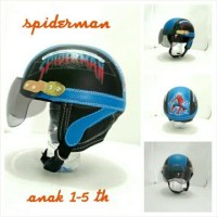 Helm Anak 1-5 th Retro Chip Spiderman Biru Hitam