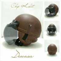 Helm Bogo Retro Chip Coklat Kulit + Kaca Bogo Ori