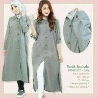 Gaya Maksimal Dengan Lucinda Tunik Abu / Kemeja Tunik / Hijab Murah/