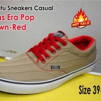 Sepatu Sneakers Casual Vans Era Pop Brown Red Keren