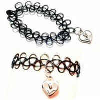 Jual Gelang Tattoo Choker Black - Silver Love (Bracelet) Murah