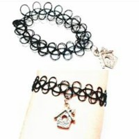Jual Gelang Tattoo Choker Black - Silver House (Bracelet) Murah