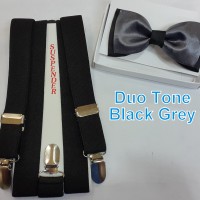 Jual Paket Suspender/Bretel/Tali Jojon 2,5cm + Dasi Kupu Duo Tone Dewasa Murah
