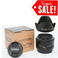 Lensa Fix Kamera YONGNUO YN50 EF 50mm f1.8 For Canon BONUS Lenshood