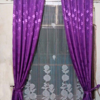 Jual Gorden Minimalis Ungu Bermotif Murah