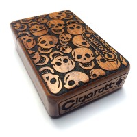 Jual kotak rokok kayu jati ukiran skull pattern Murah