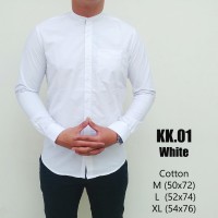 Jual KEMEJA KERAH SHANGHAI PRIA COWOK LENGAN PANJANG NAVY HITAM PUTIH MERAH Murah