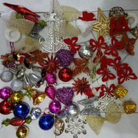 Jual accessories dekorasi hiasan pohon natal set ornamen bola kado pita Murah