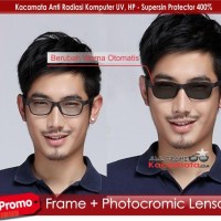 Jual Frame Kacamata Korea Hitam Tag Heuer + Lensa Minus Photogrey Murah