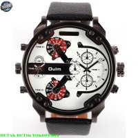 Jual Jam tangan pria dual time Oulm Analog Quartz Men 3548 White H355 Murah