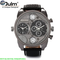 Jual Jam tangan dual time analog Oulm kulit Fashion 9316 Silver H365 Murah