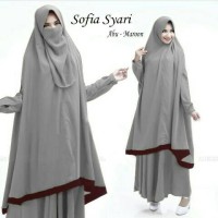 Jual GAMIS SET NIQOB SOFIA SYARI ABU. BAHAN WAFELL Murah