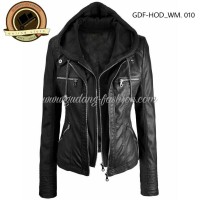 Jual JAKET HOODIE WANITA KULIT SINTETIS (WM-014) Murah